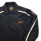 HARLEY DAVIDSON 00s Racing Jacket Nylon Padded Coach Jacket, Size L, Black Embroidery, Side Stripes