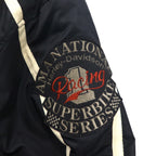 HARLEY DAVIDSON 00s Racing Jacket Nylon Padded Coach Jacket, Size L, Black Embroidery, Side Stripes