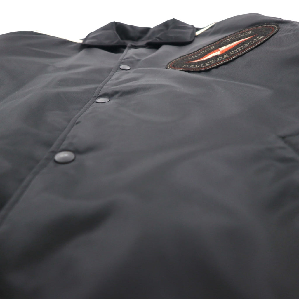 HARLEY DAVIDSON 00s Racing Jacket Nylon Padded Coach Jacket, Size L, Black Embroidery, Side Stripes