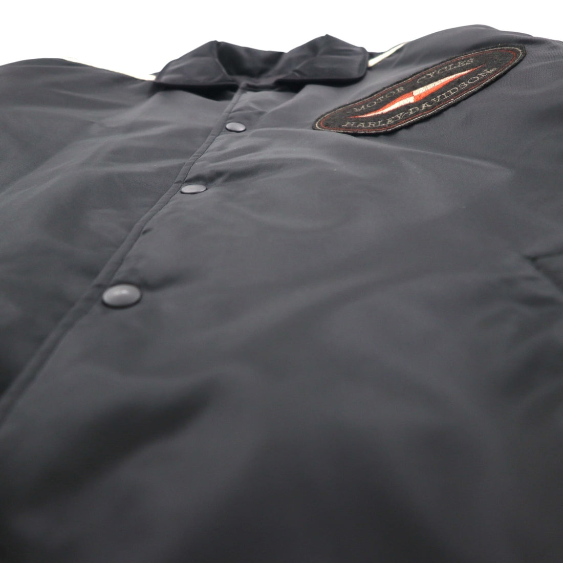 HARLEY DAVIDSON 00s Racing Jacket Nylon Padded Coach Jacket, Size L, Black Embroidery, Side Stripes