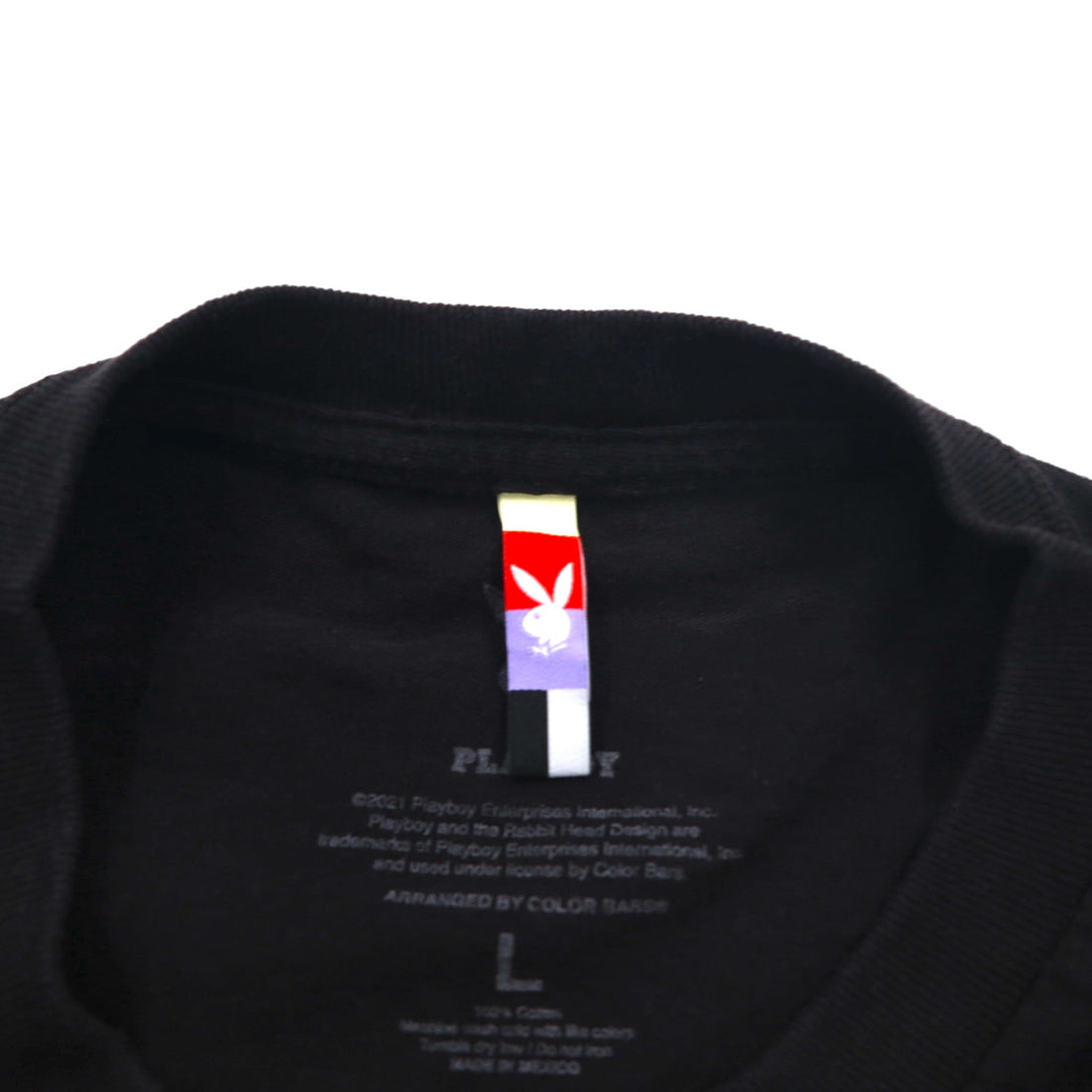 PLAYBOY Japanese Katakana TOKYO JAPAN Anime T-shirt L Black Cotton Back Print