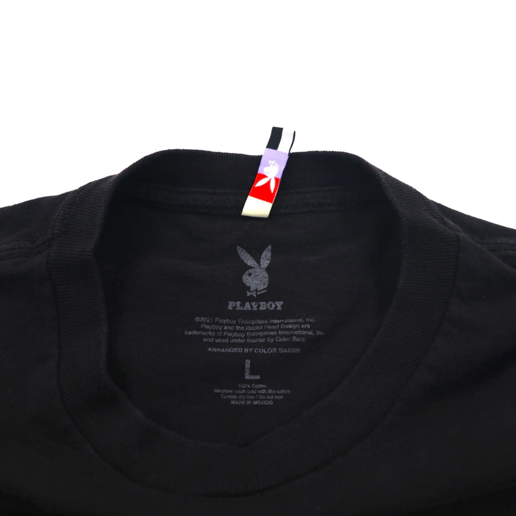 PLAYBOY Japanese Katakana TOKYO JAPAN Anime T-shirt L Black Cotton Back Print