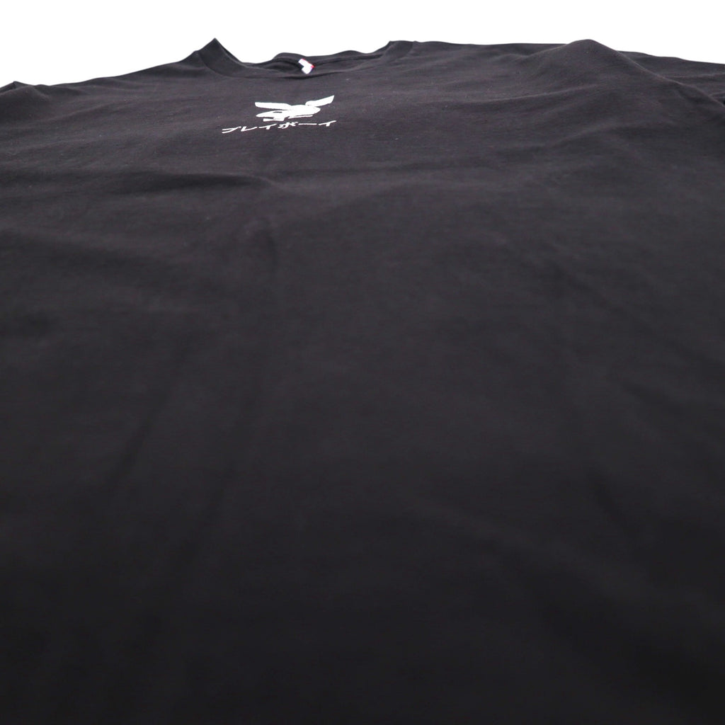 PLAYBOY Japanese Katakana TOKYO JAPAN Anime T-shirt L Black Cotton Back Print