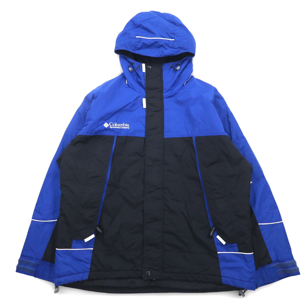 Columbia Mountain Parka XL Blue Black Nylon Double Zip Drawcord Made in Sri Lanka