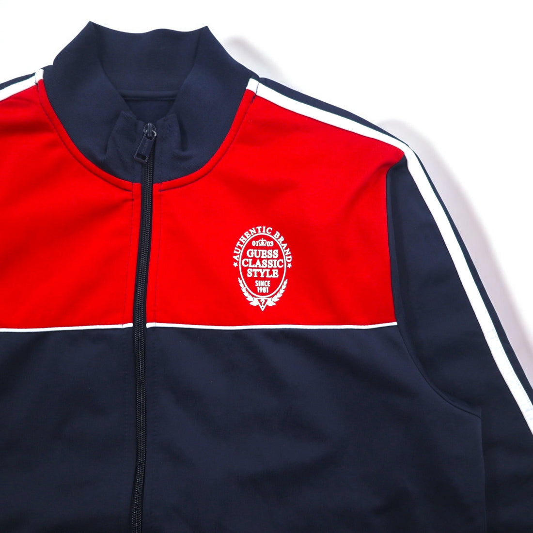 GUESS Track Jacket Jersey M Navy Red Sideline ORSON COLOR M92Q32K8GT0