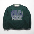 GEAR FOR SPORT 90s Big Cotton Rib-Line College Print Sweatshirt, Size L, Green, 3-Layer Print, Indiana University Arch Logo