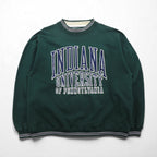 GEAR FOR SPORT 90s Big Cotton Rib-Line College Print Sweatshirt, Size L, Green, 3-Layer Print, Indiana University Arch Logo