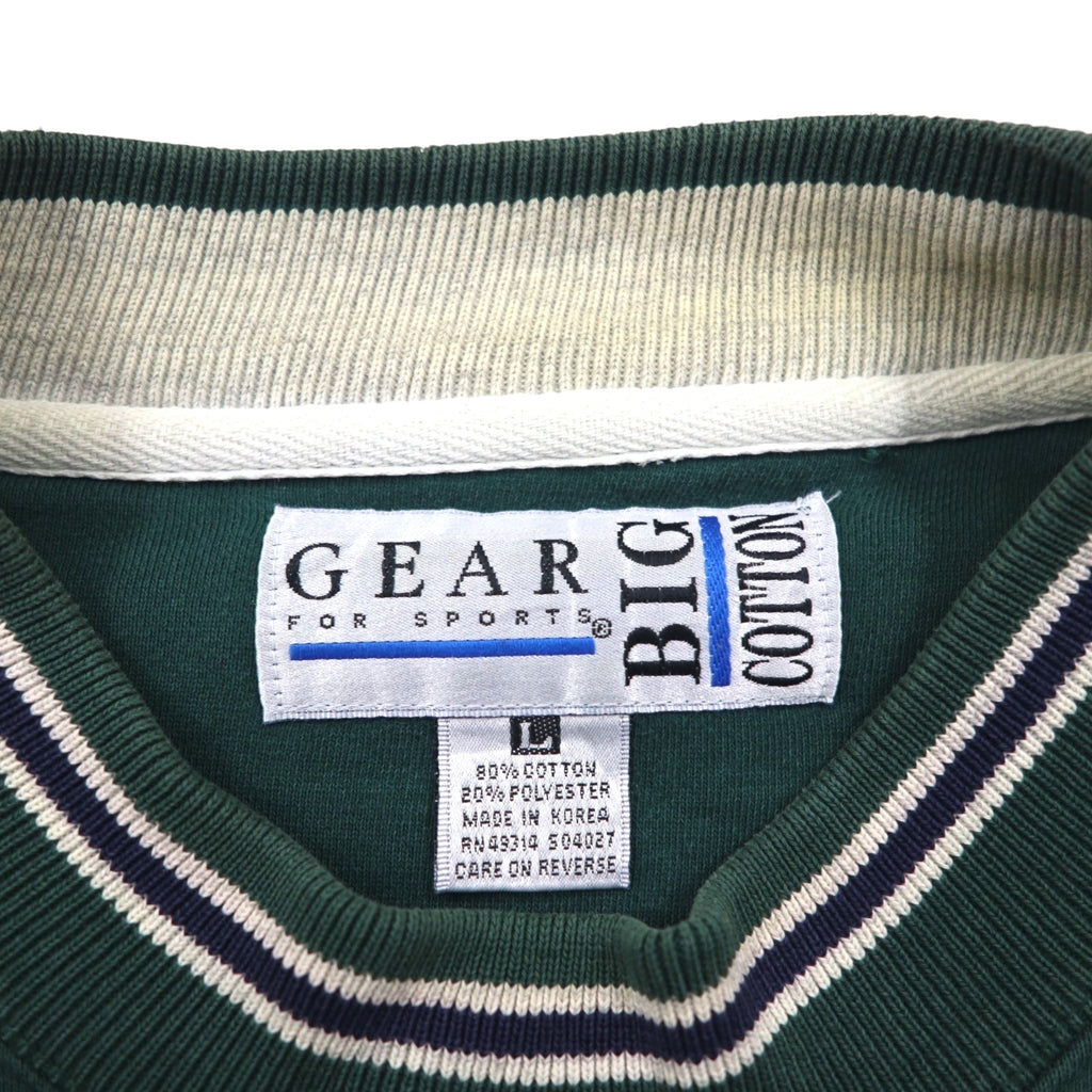 GEAR FOR SPORT 90s Big Cotton Rib-Line College Print Sweatshirt, Size L, Green, 3-Layer Print, Indiana University Arch Logo