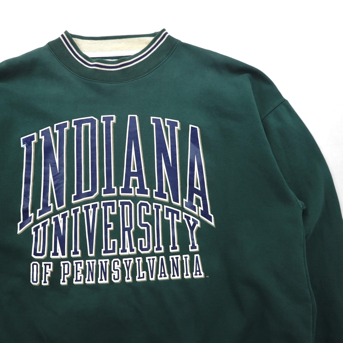 GEAR FOR SPORT 90s Big Cotton Rib-Line College Print Sweatshirt, Size L, Green, 3-Layer Print, Indiana University Arch Logo