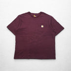 Carhartt Pocket Striped T-Shirt Pocket Tee 2XL Bordeaux Gray ORIGINAL FIT Cotton