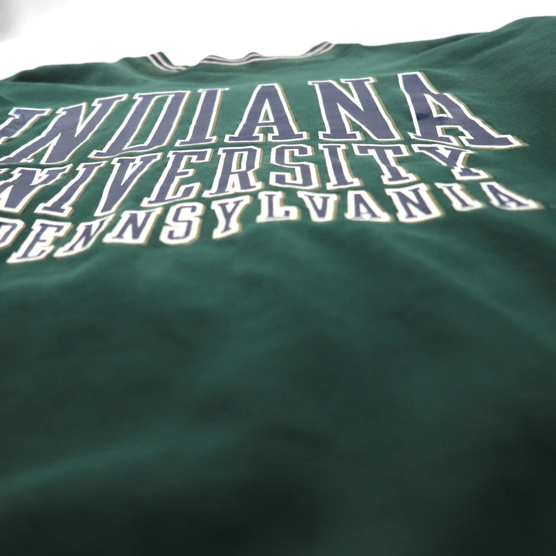 GEAR FOR SPORT 90s Big Cotton Rib-Line College Print Sweatshirt, Size L, Green, 3-Layer Print, Indiana University Arch Logo