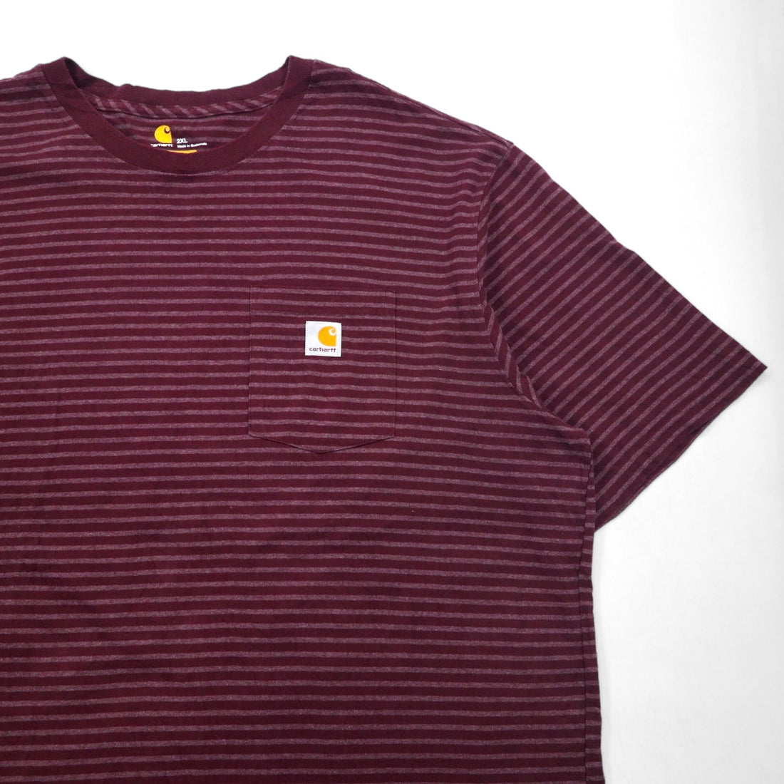 Carhartt Pocket Striped T-Shirt Pocket Tee 2XL Bordeaux Gray ORIGINAL FIT Cotton