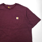 Carhartt Pocket Striped T-Shirt Pocket Tee 2XL Bordeaux Gray ORIGINAL FIT Cotton