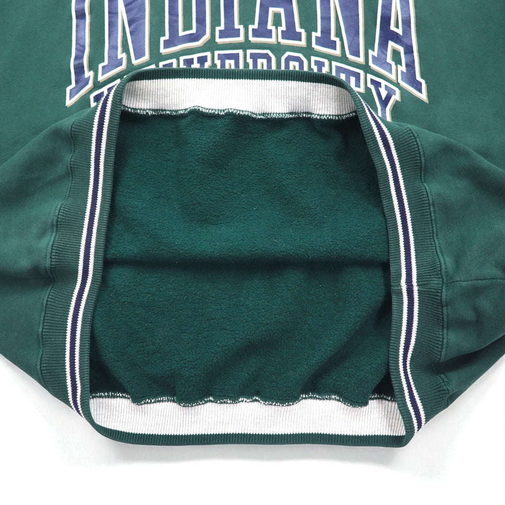 GEAR FOR SPORT 90s Big Cotton Rib-Line College Print Sweatshirt, Size L, Green, 3-Layer Print, Indiana University Arch Logo