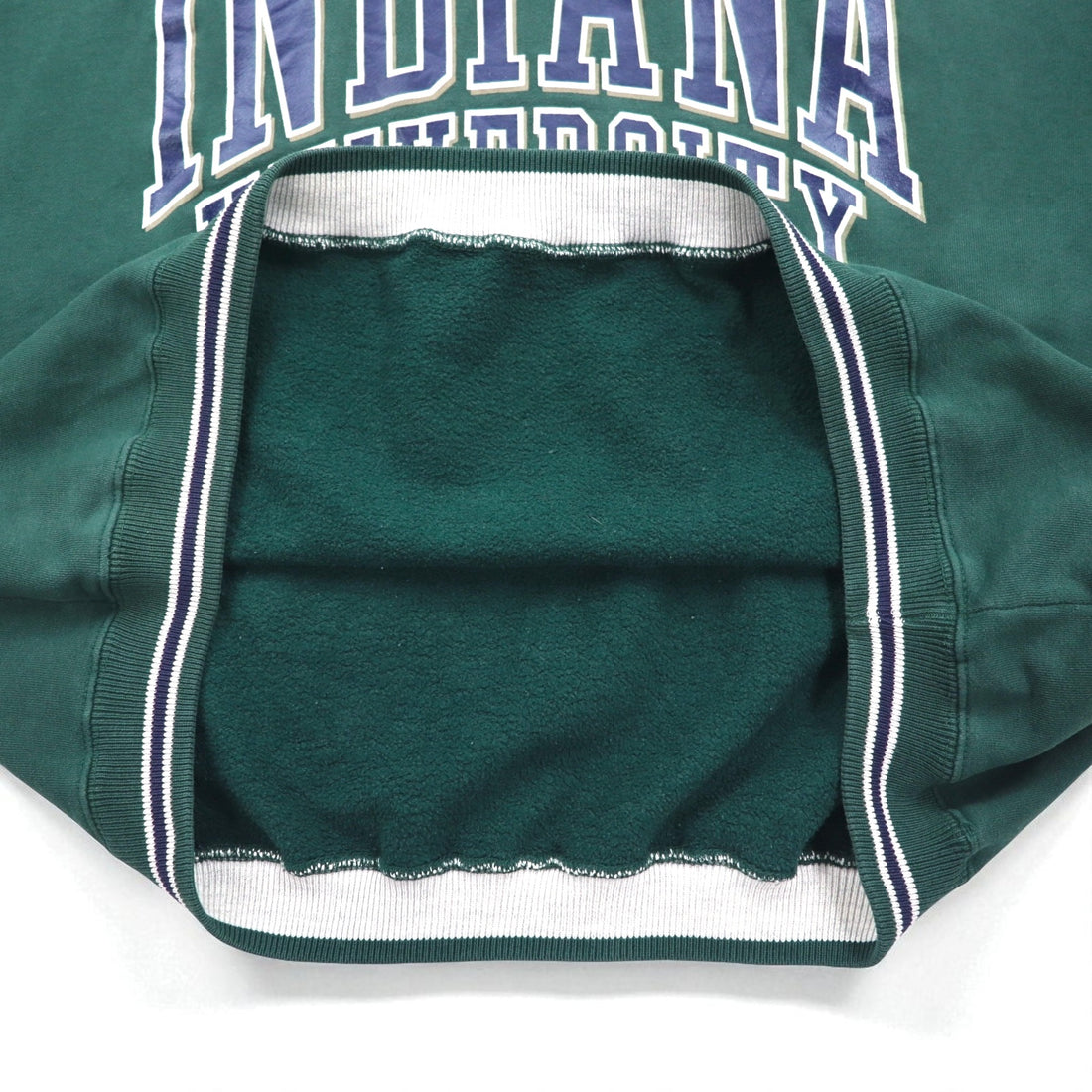 GEAR FOR SPORT 90s Big Cotton Rib-Line College Print Sweatshirt, Size L, Green, 3-Layer Print, Indiana University Arch Logo