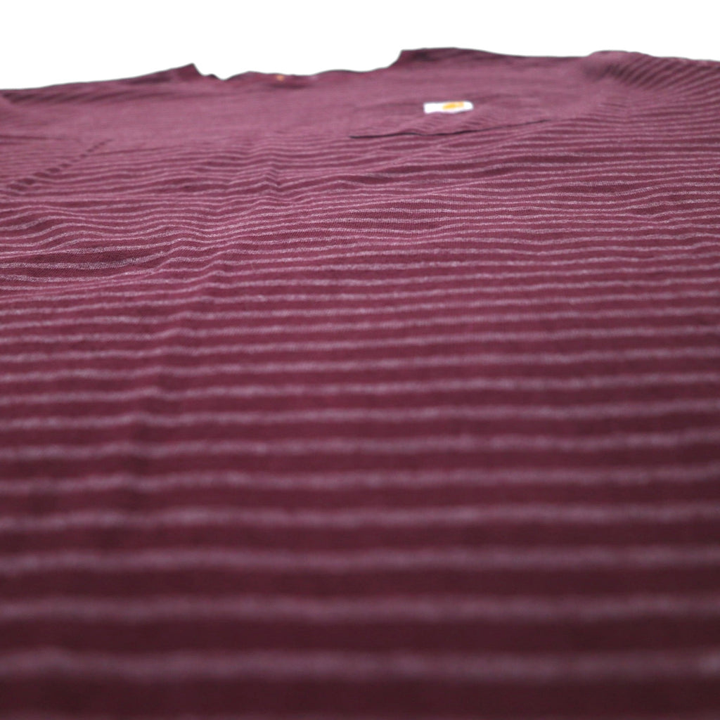 Carhartt Pocket Striped T-Shirt Pocket Tee 2XL Bordeaux Gray ORIGINAL FIT Cotton