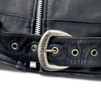 HARLEY DAVIDSON ダブル ライダースジャケット レザージャケット 38 ブラック 牛革