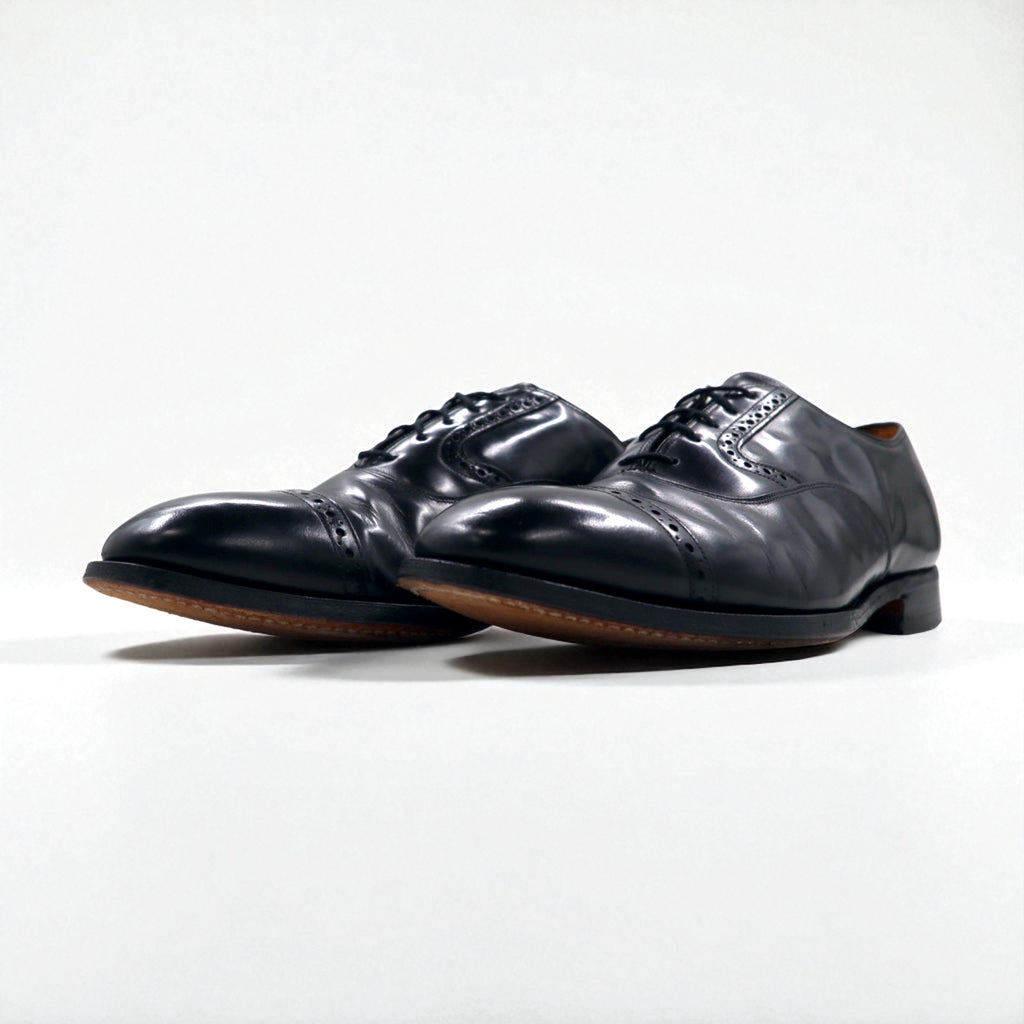 Johnston &amp; Murphy USA Heritage Cap Toe Straight Tip Dress Shoes, Size 27.5cm, Black Leather, 13436 15-1161 603N