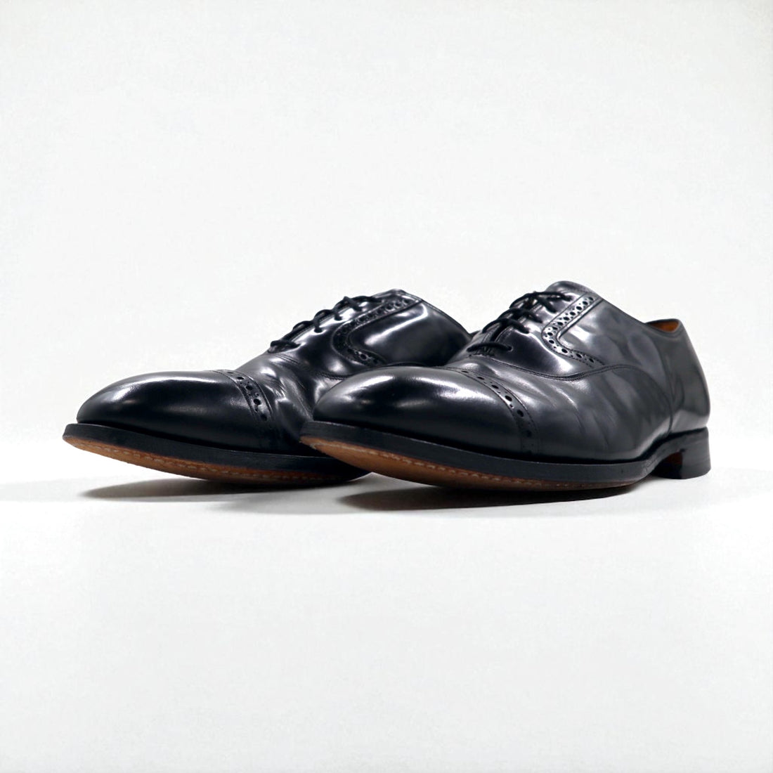 Johnston &amp; Murphy USA Heritage Cap Toe Straight Tip Dress Shoes, Size 27.5cm, Black Leather, 13436 15-1161 603N
