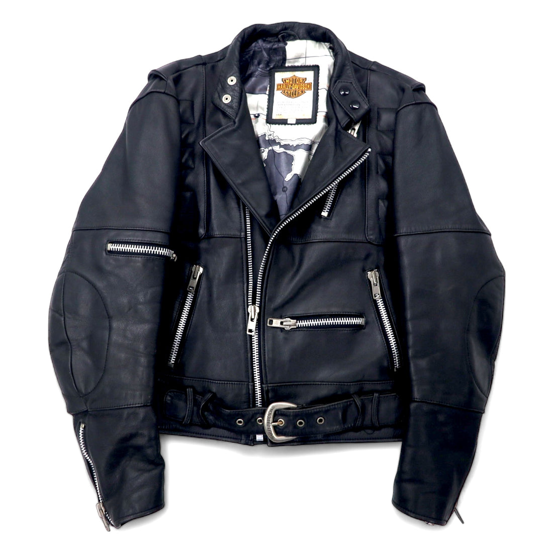 HARLEY DAVIDSON ダブル ライダースジャケット レザージャケット 38 ブラック 牛革