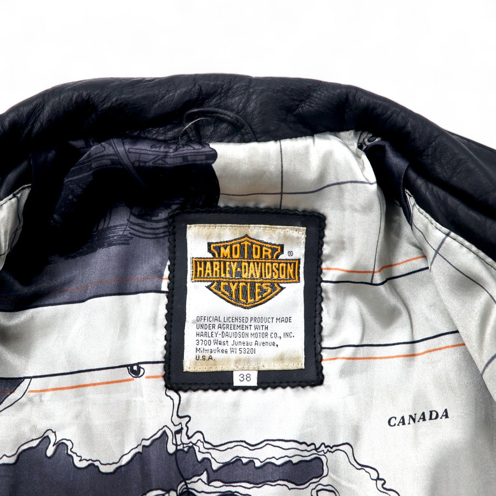 HARLEY DAVIDSON ダブル ライダースジャケット レザージャケット 38 ブラック 牛革