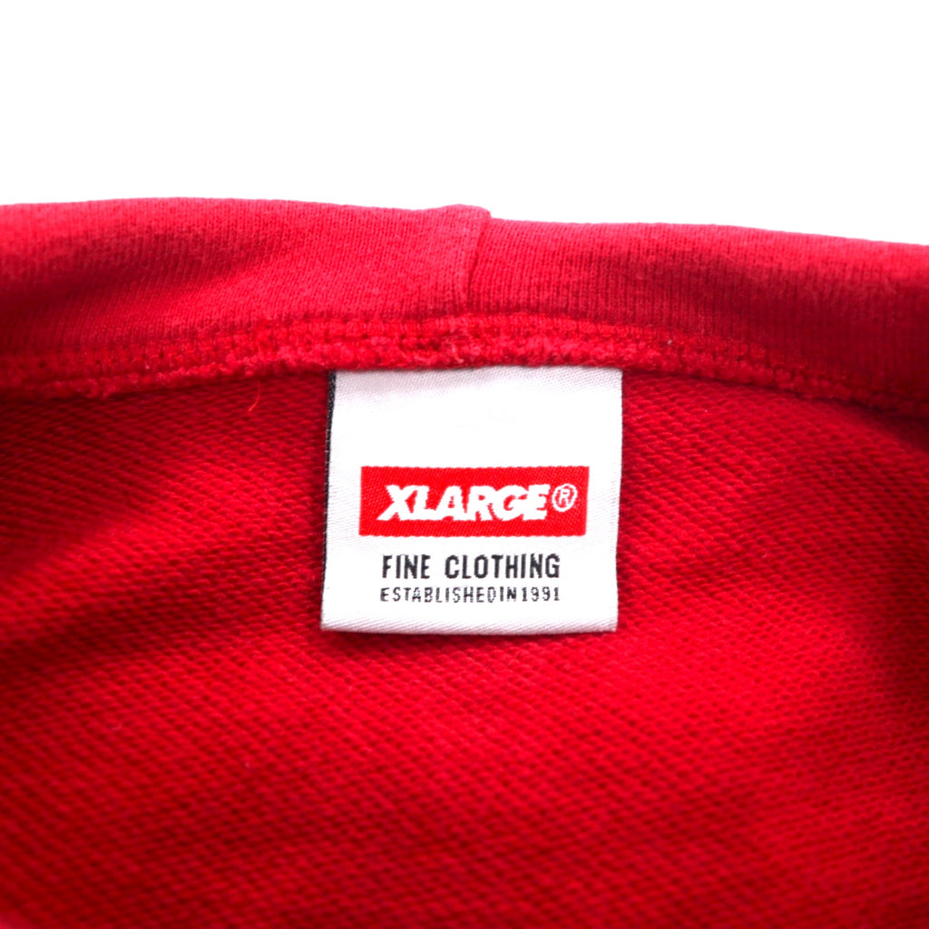 X-LARGE Oversized Double Zip Hoodie S Red Cotton Star Pattern 3D Logo Print