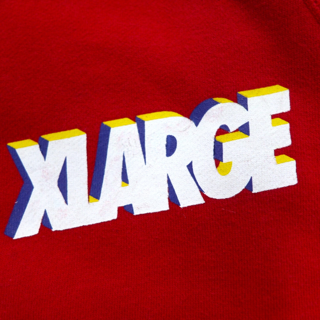X-LARGE Oversized Double Zip Hoodie S Red Cotton Star Pattern 3D Logo Print