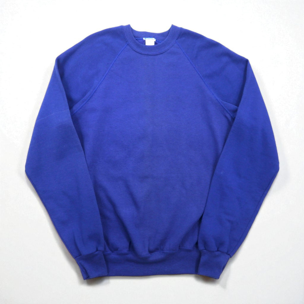 Made in the USA, 90s Blank Sweatshirt, XL, Blue, Solid Cotton, Brushed Lining