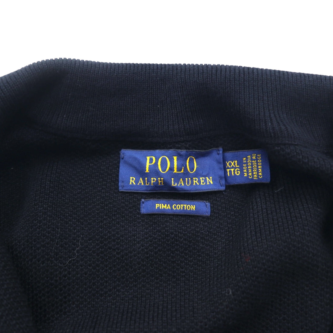POLO RALPH LAUREN Mesh Knit Pima Cotton Full Zip Sweater XXL Black Small Pony Embroidery