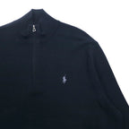 POLO RALPH LAUREN Mesh Knit Pima Cotton Full Zip Sweater XXL Black Small Pony Embroidery