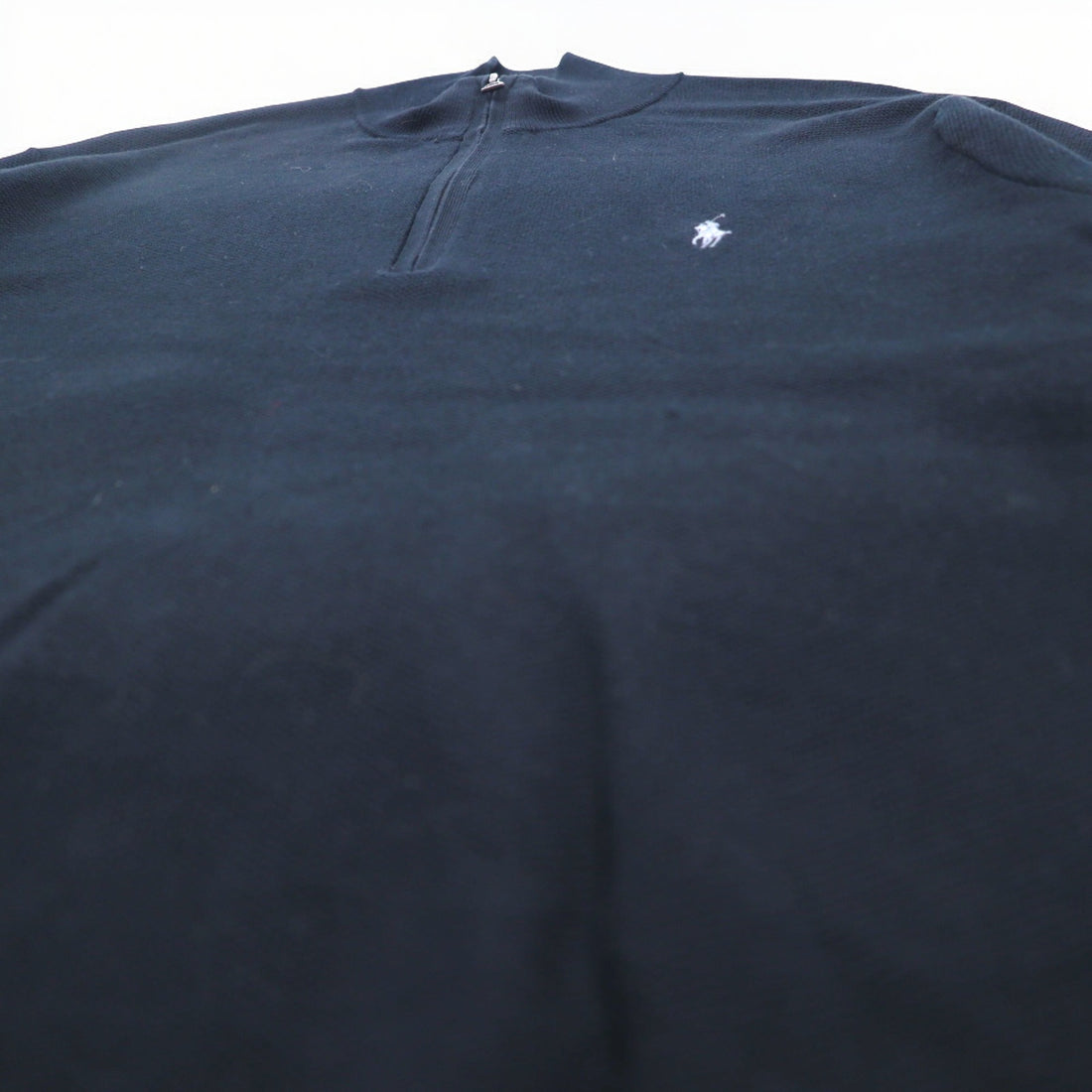 POLO RALPH LAUREN Mesh Knit Pima Cotton Full Zip Sweater XXL Black Small Pony Embroidery