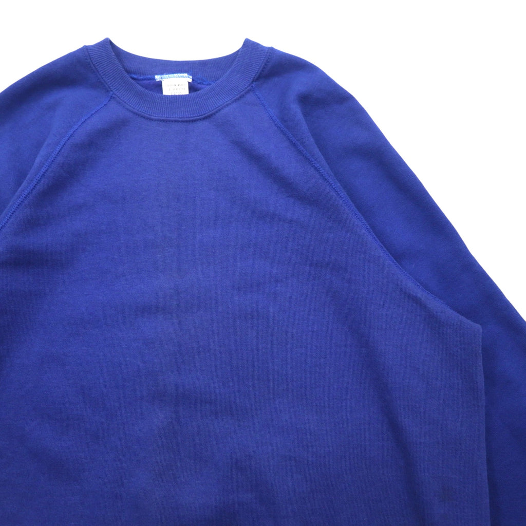 Made in the USA, 90s Blank Sweatshirt, XL, Blue, Solid Cotton, Brushed Lining