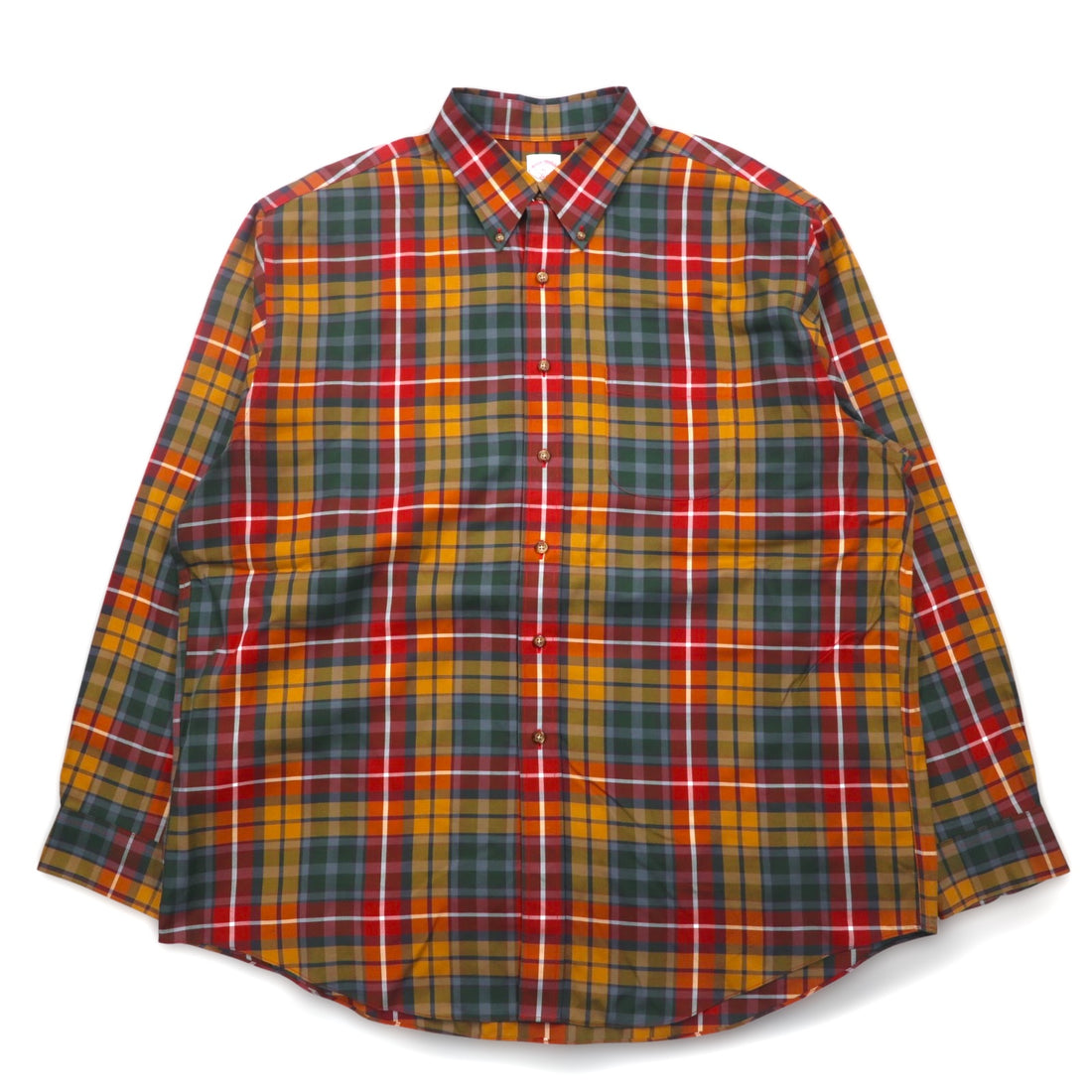 Brooks Brothers Button Down Shirt XL Red Yellow Green Check Multicolor