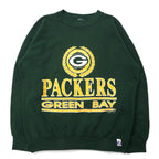 日本然リトテ-古着オンライン-USA製 90年代 LOGO 7 NFL プリント スウェット L グリーン コットン GREEN BAY PACKERS パッカーズ-USA Made 90's LOGO 7 NFL Print Sweatshirt L Green Cotton GREEN BAY PACKERS Packers
