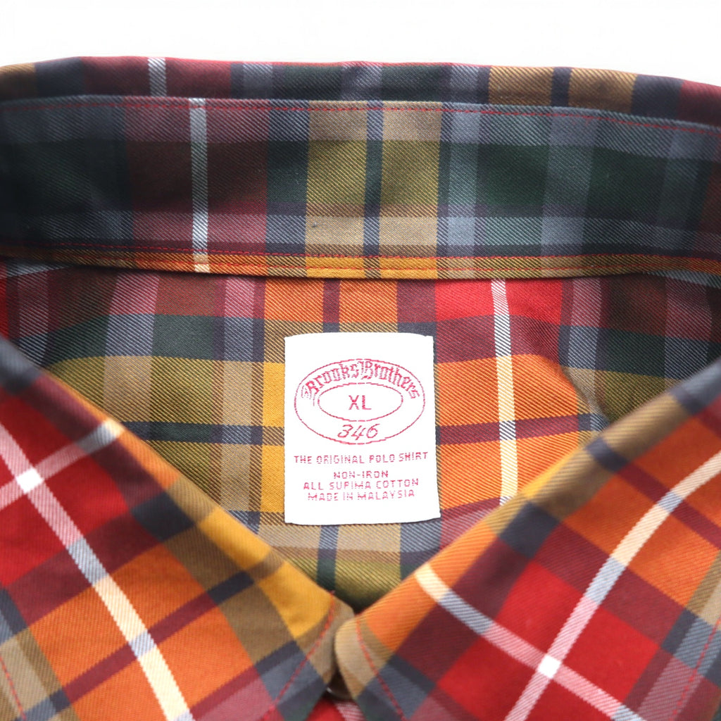 Brooks Brothers Button Down Shirt XL Red Yellow Green Check Multicolor