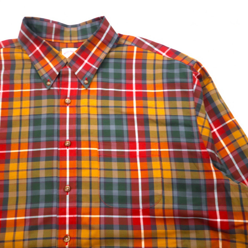 Brooks Brothers Button Down Shirt XL Red Yellow Green Check Multicolor