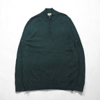 L.L.Bean メリノウール ハーフジップ ニット セーター L グリーン 285158