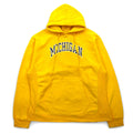 STEVE AND BARRY'S リバースウィーブ プルオーバー パーカー M イエロー MICHIGAN アーチロゴ ビッグサイズ