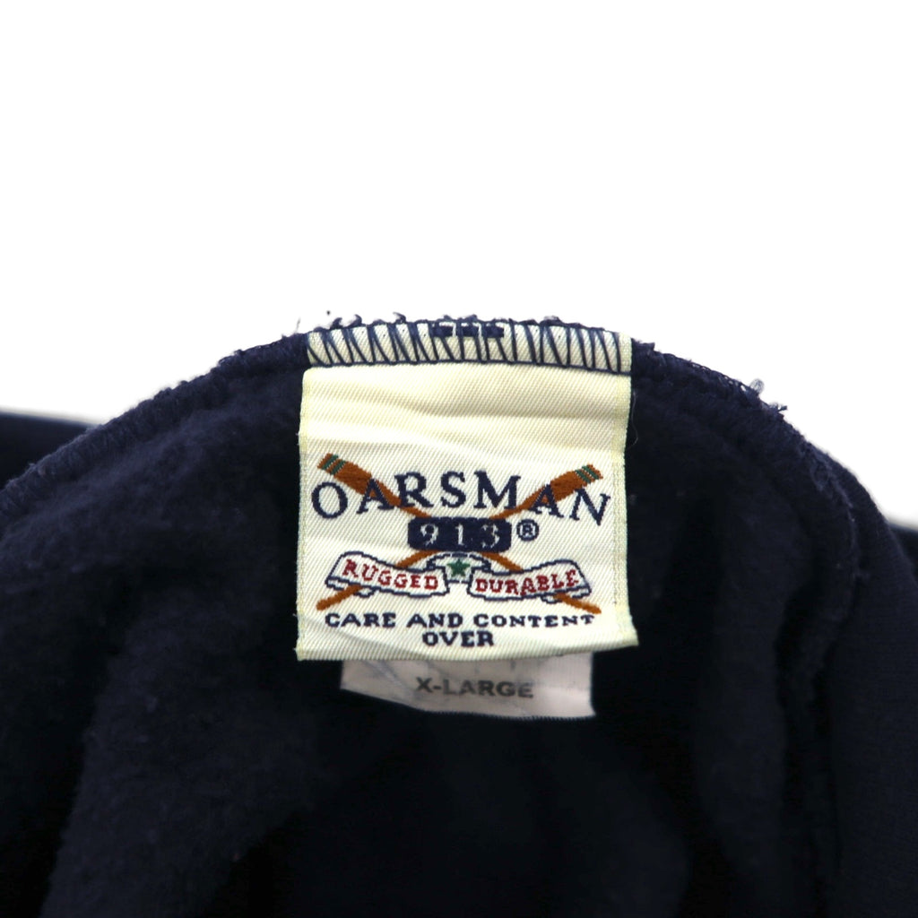 90年代 OARSMAN カレッジプリント プルオーバーパーカー XL ネイビー 裏起毛 TVCC アーチロゴ メキシコ製