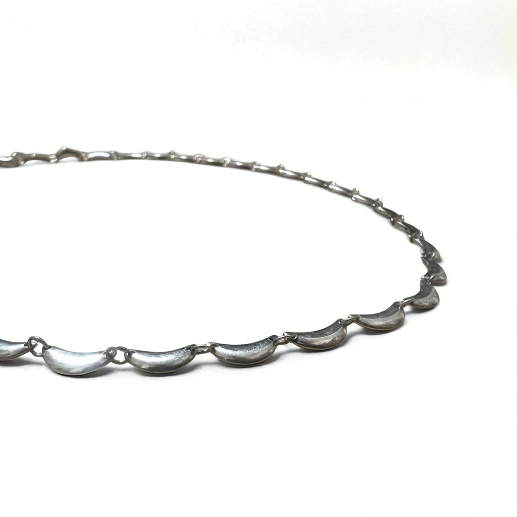 Vintage Silver Necklace Crescent Design Necklace Silver 925