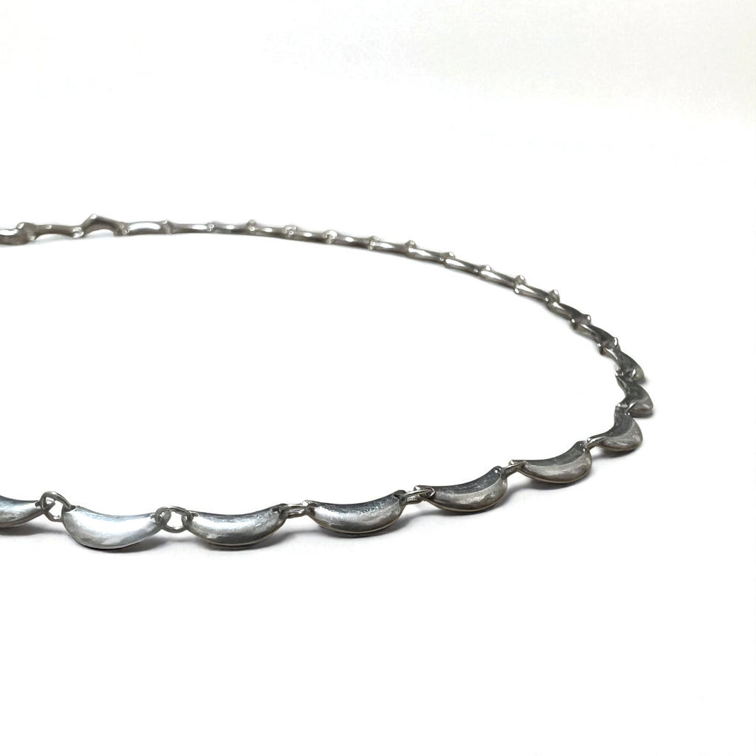 Vintage Silver Necklace Crescent Design Necklace Silver 925