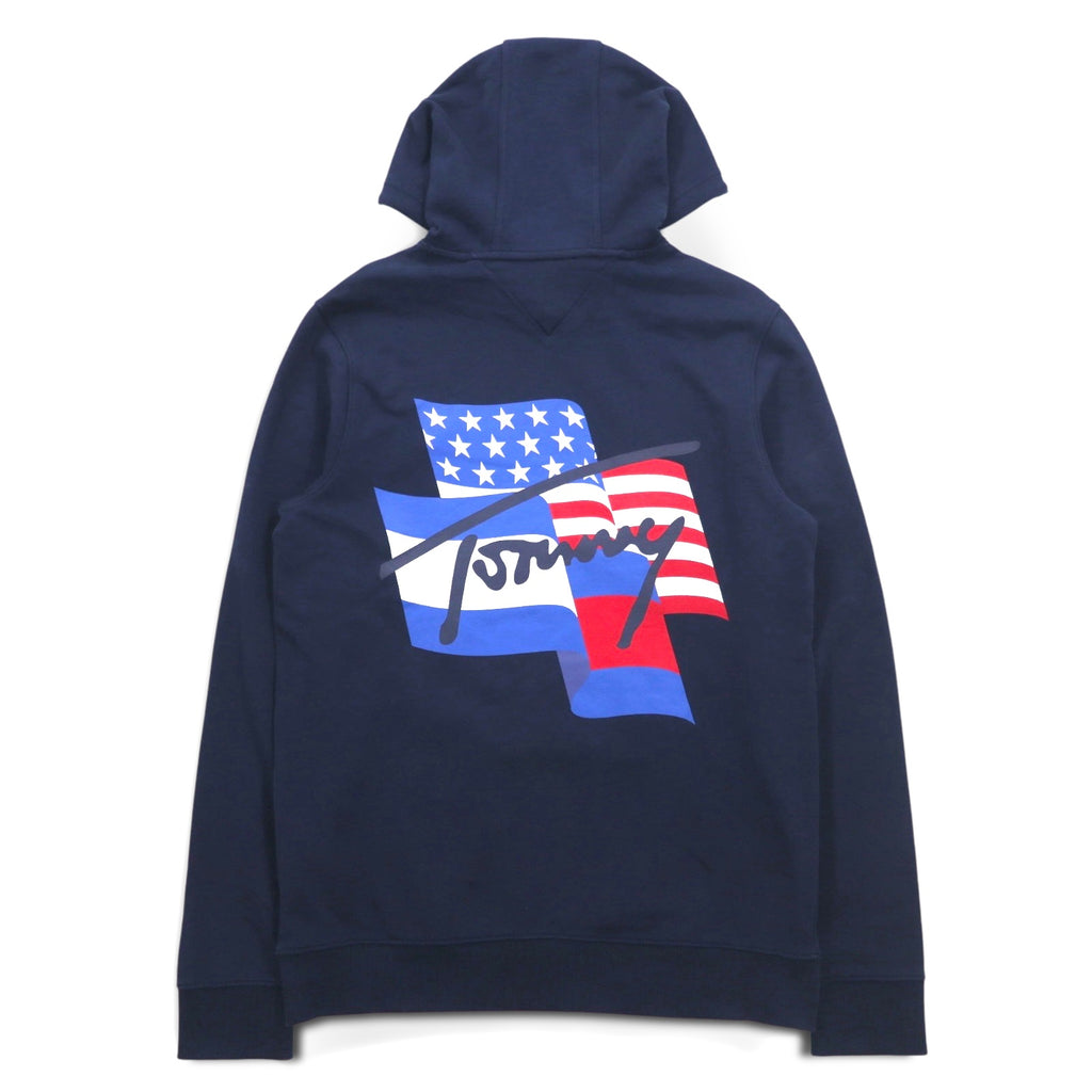 TOMMY JEANS Pullover Hoodie L Navy Back Print Mikina Flag Graphic DM0DM08703