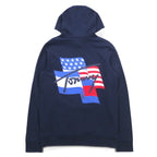 TOMMY JEANS Pullover Hoodie L Navy Back Print Mikina Flag Graphic DM0DM08703