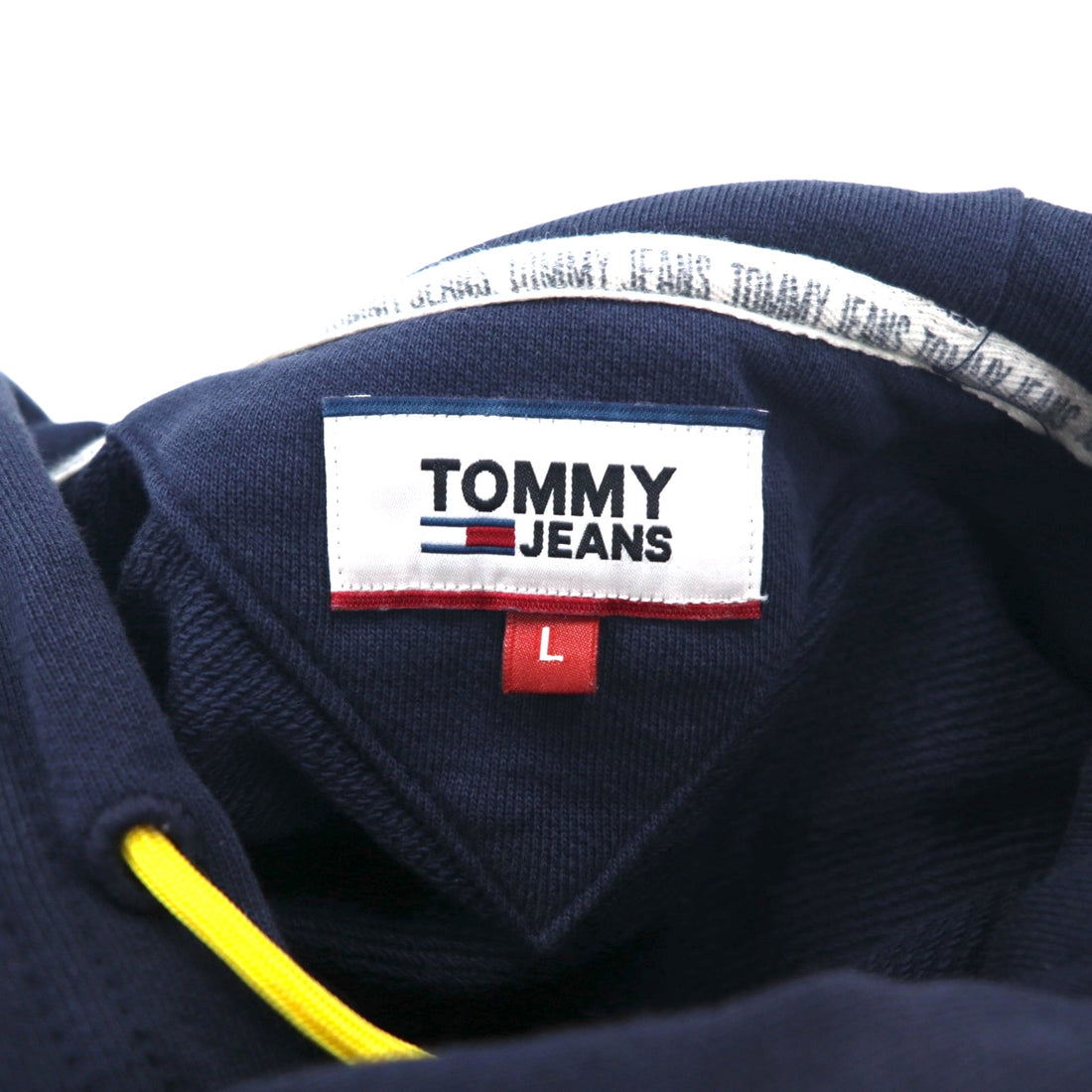 TOMMY JEANS Pullover Hoodie L Navy Back Print Mikina Flag Graphic DM0DM08703