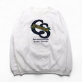 Made in the USA, 90s BAC PREMIER College Embroidered Sweatshirt, Size M, White, Cotton, Pique, Fleece-Lined, CELESTIAL