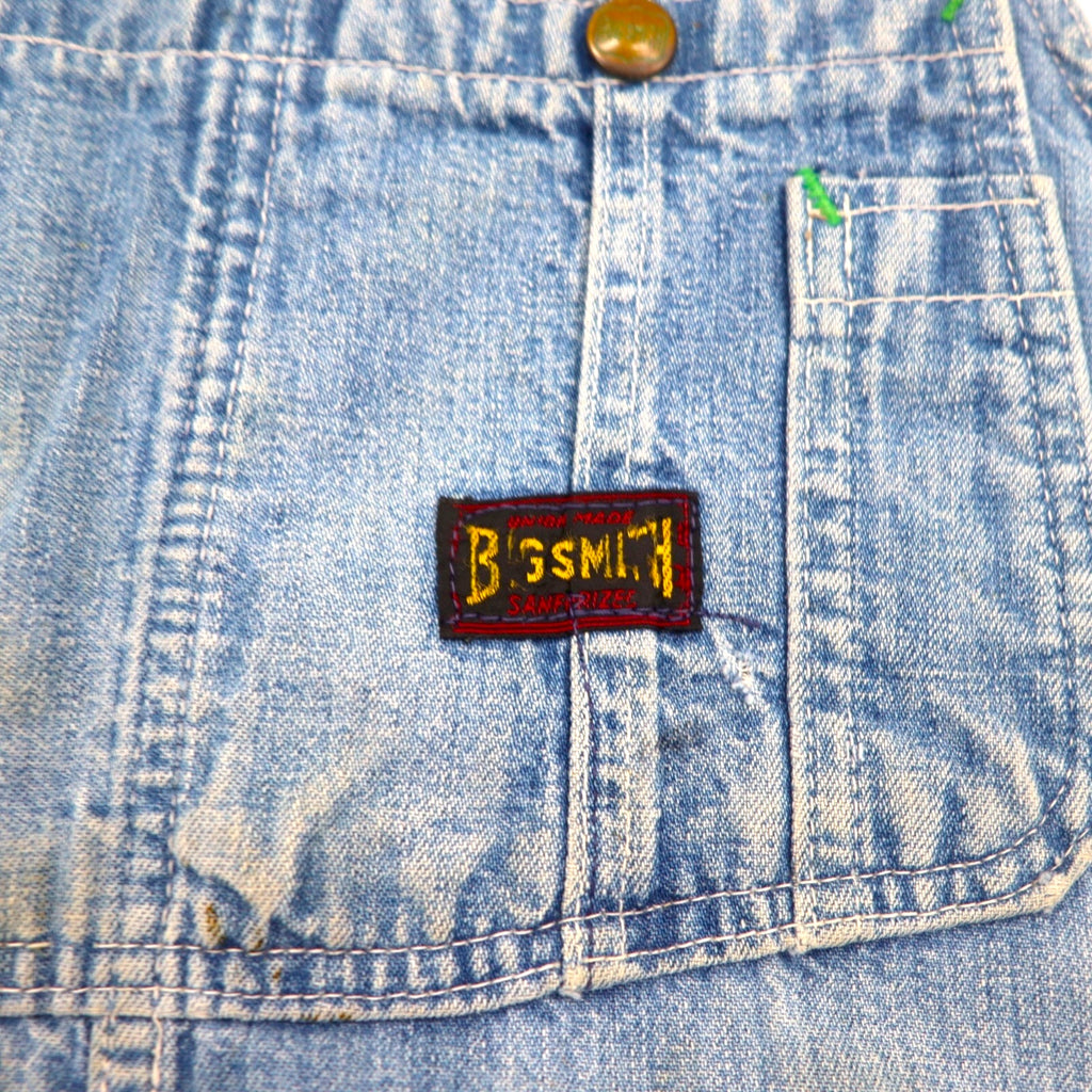 BIG SMITH 50's USA made denim painter overalls XXL indigo blue donut buttons black tag