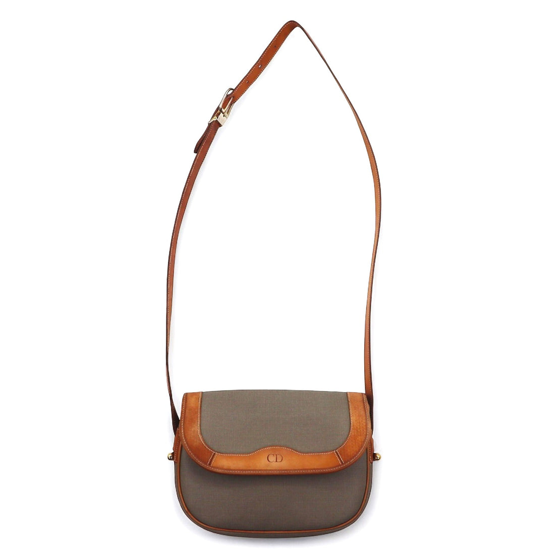 日本然リトテ-古着オンライン-Christian Dior フランス製 オールド ショルダーバッグ PVC レザー グレー CDロゴ-Christian Dior France Made Vintage Shoulder Bag PVC Leather Gray CD Logo