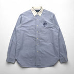 Ralph Lauren 90年代 R.L.P.C. オックスフォード ボタンダウンシャツ L ブルー 1932-34-35 N.Y. ワンポイント刺繍