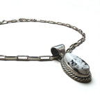 Vintage White Turquoise Necklace, Indian Jewelry, White Turquoise, Hopi Chain Necklace, Sterling Silver, Hallmark M Stamp