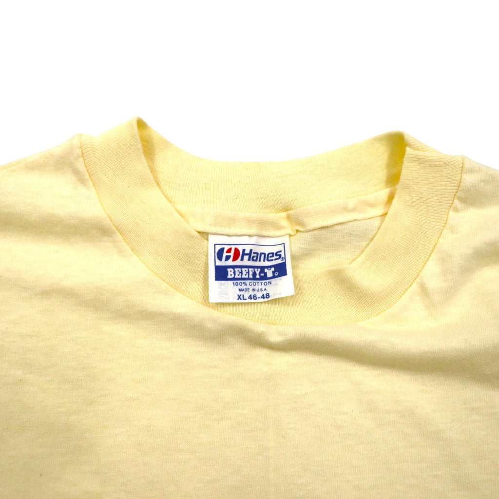 Hanes 80's USA Made BEEFY-T Vintage Single Stitch T-Shirt XL Yellow GRGICH HILLS